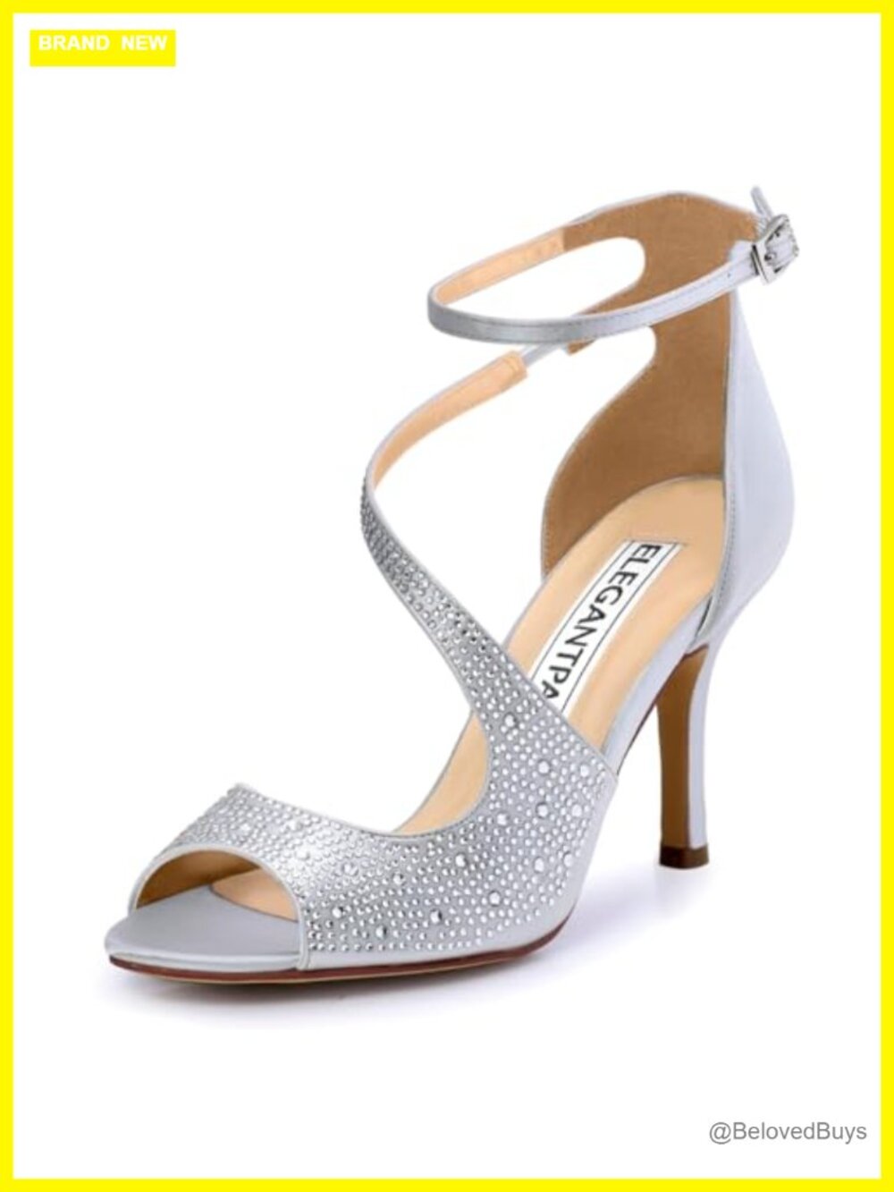 ELEGANTPARK Peep Toe Strappy Satin Heeled Sandals Wedding Dress Shoes